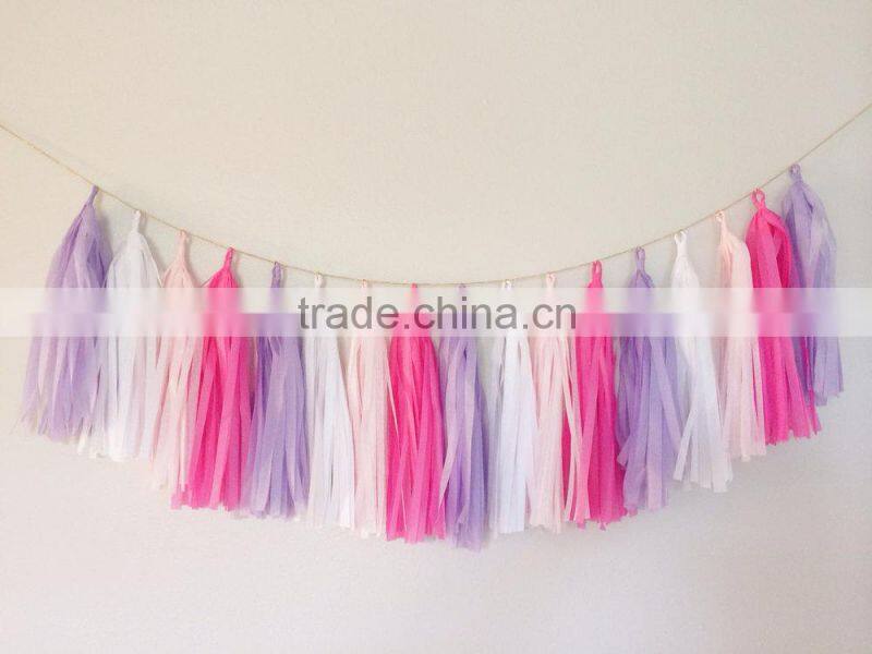 NEW Tassel Garland Banner Paper Tassel Garland purple ombre Wedding Decor, Birthday Party, Photo Backdrop, Baby Shower