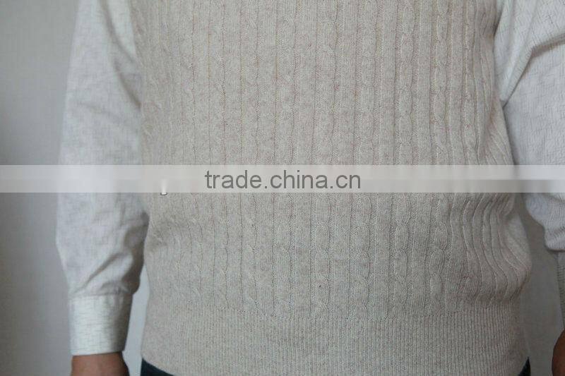 pure cashmere man cable v-neck vest/sleeveless