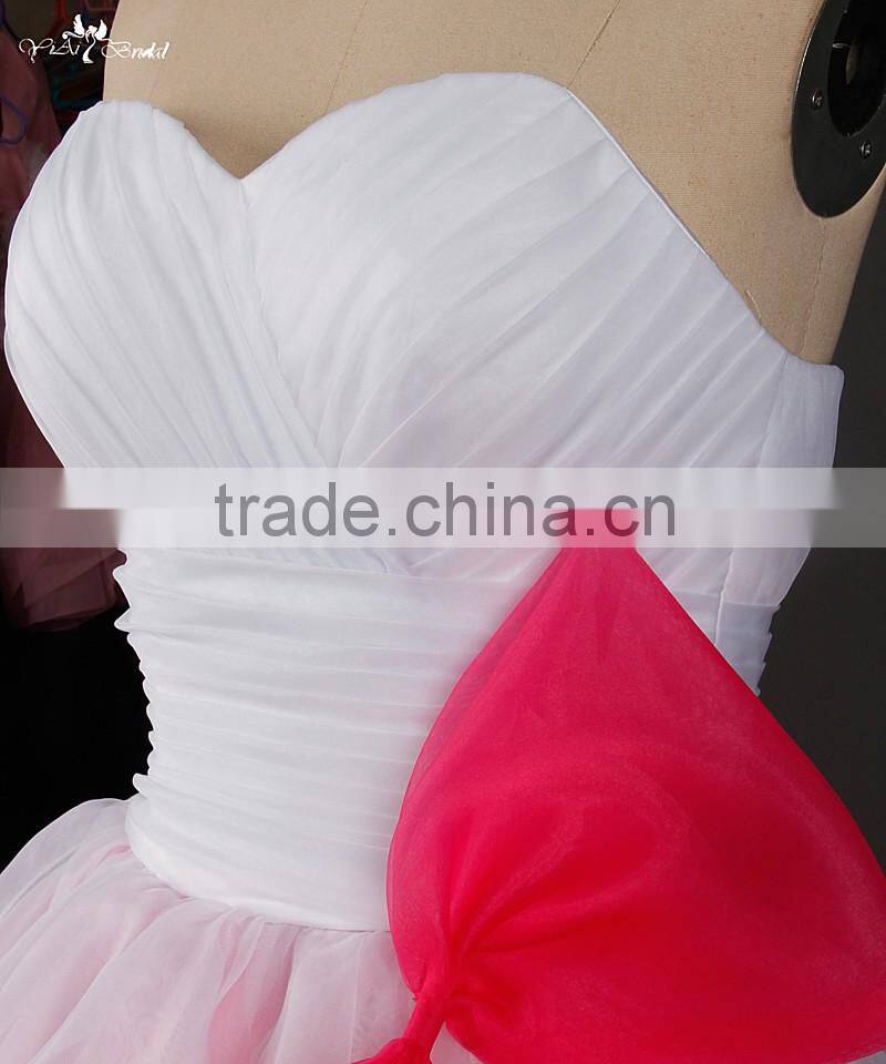 RSW842 Asymmetric Hemline Organza Custom Made Pink Wedding Dresses China