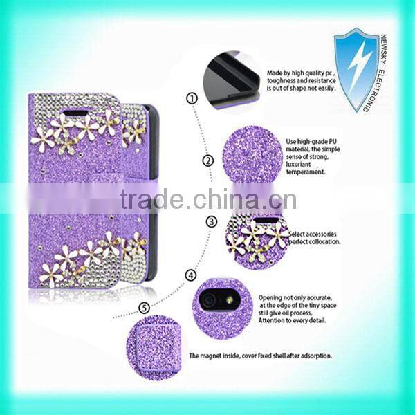 New product Diamond wallet Case for iPhone 6, phone case for iphone 6 with card holder