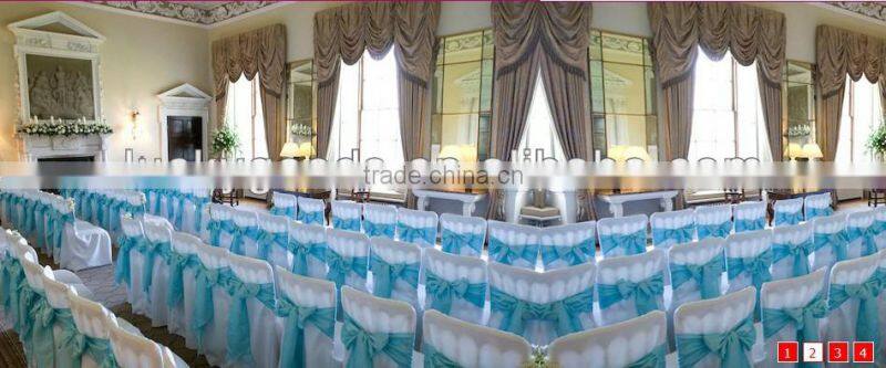 Royal blue satin chair sashes for wedding