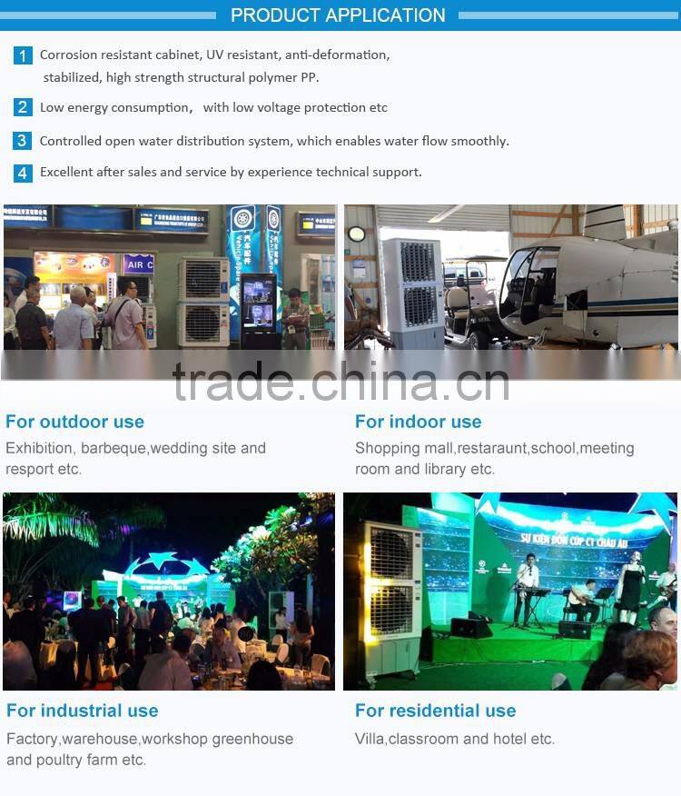 double axial fan water cooler air conditioner with biggest airflow 14000m3/h in showroom