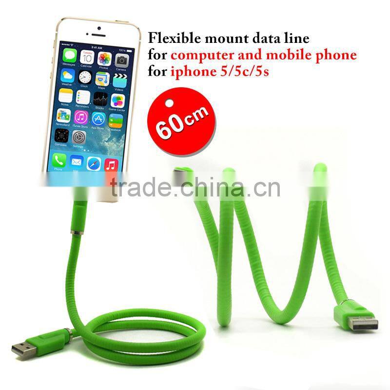 USB Flexible Mount USB Data Cable , USB flexible Tripod stand Cable Charger Micro for Galaxy S3 S4 Nexus 5 Lumia 60m 45m 20m