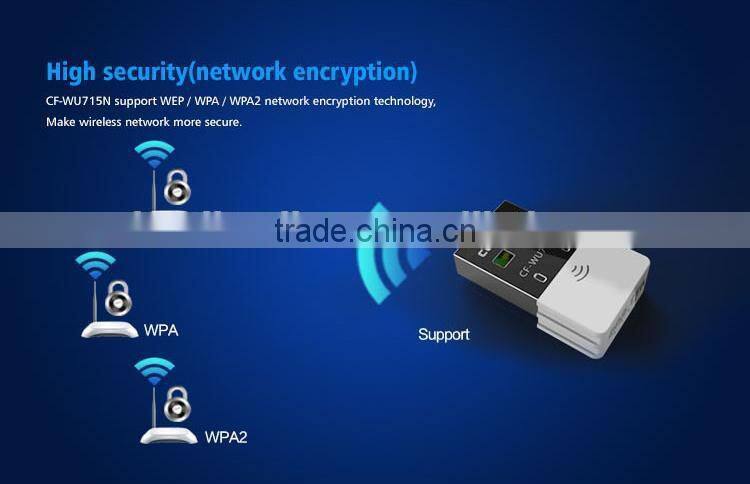 CE,FCC,ISO9001 certificates high quality new Mini USB Wireless lan card N 802.11 b/g/n WiFi Adapter WiFi Dongle 150Mbps