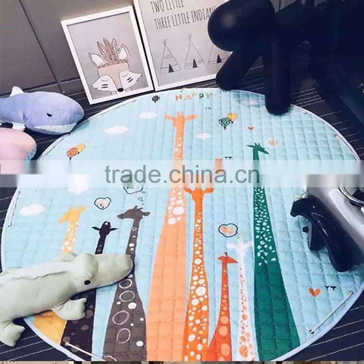 Promotional gift Portable Baby Kids children cotton Gym Play Mat Soft Cotton Toys Storage Bag