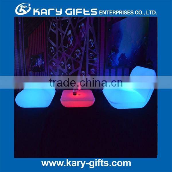 Unbreakable plastic material modern led light coffee table for living room