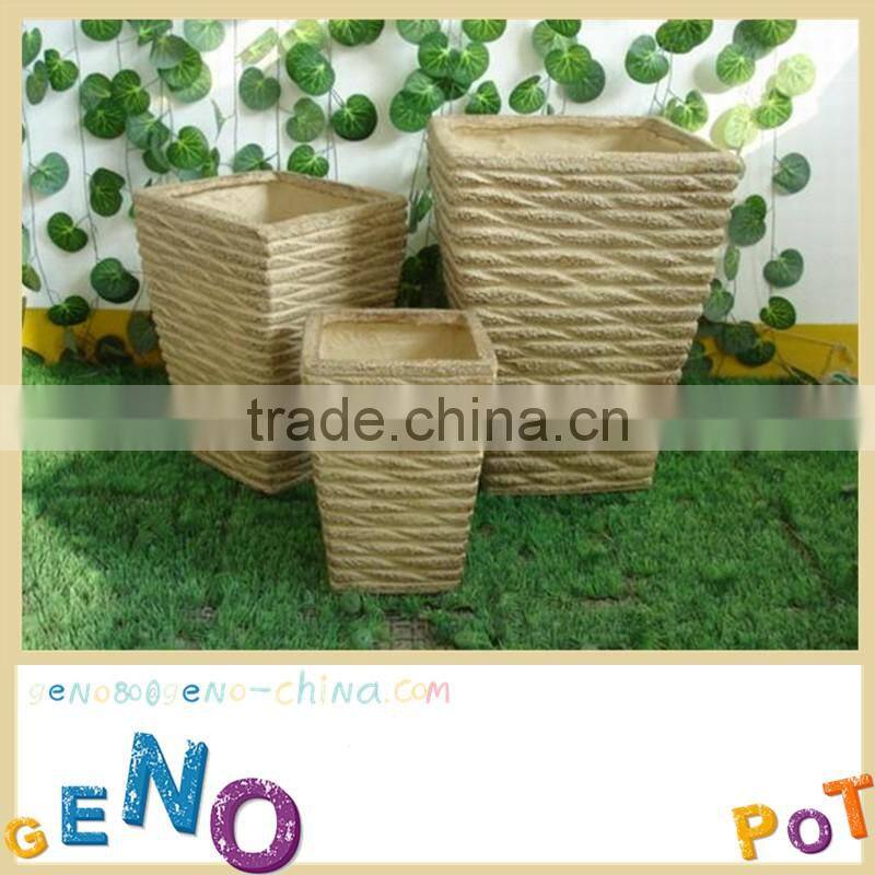 New Concept Wicker fiberglass flower pot planter for garden decoration