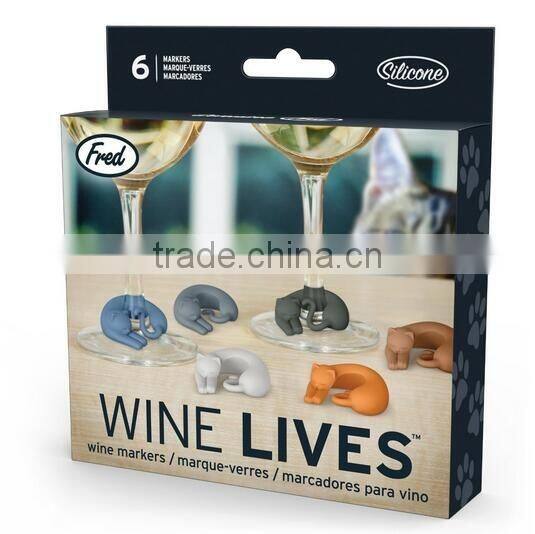Silicone Cat Wine Glass Markers,Silicone Cat Wine Glass Charms,Bar Accessories