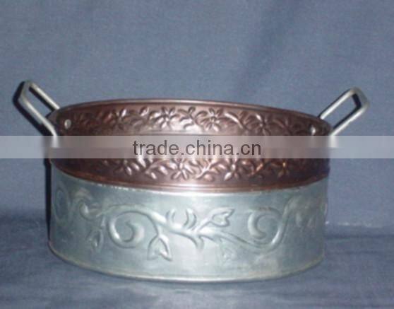 Galvanised Garden planter with Butterfly stamped design