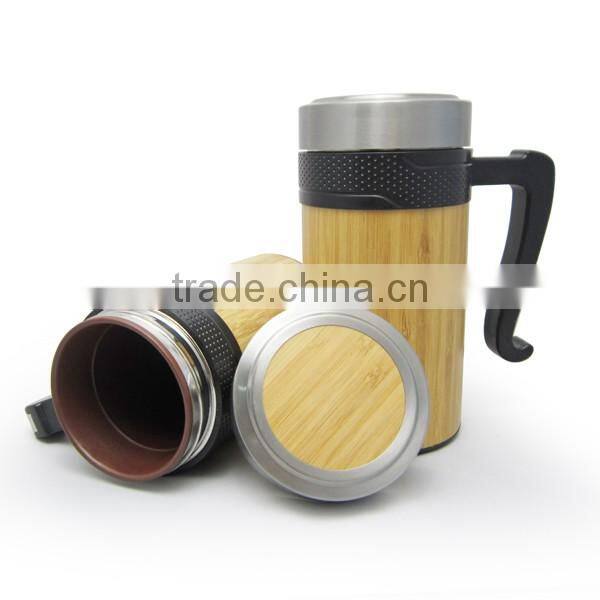 2017 Custom coffee mug, accept laser engraving logo bamboo mug wood travel bottle