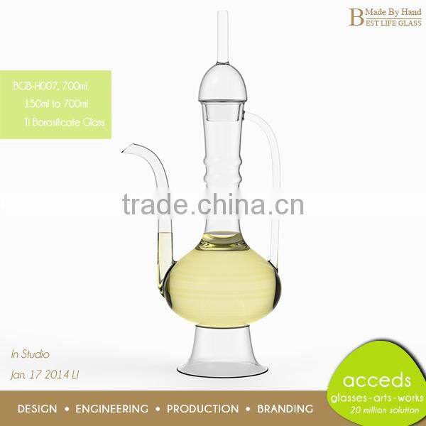 OEM or ODM Borosilicate Clear Antique Oil Bottle Olive