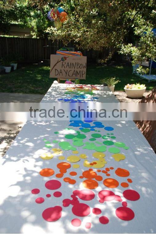 colorful rose petal table and wedding decoration