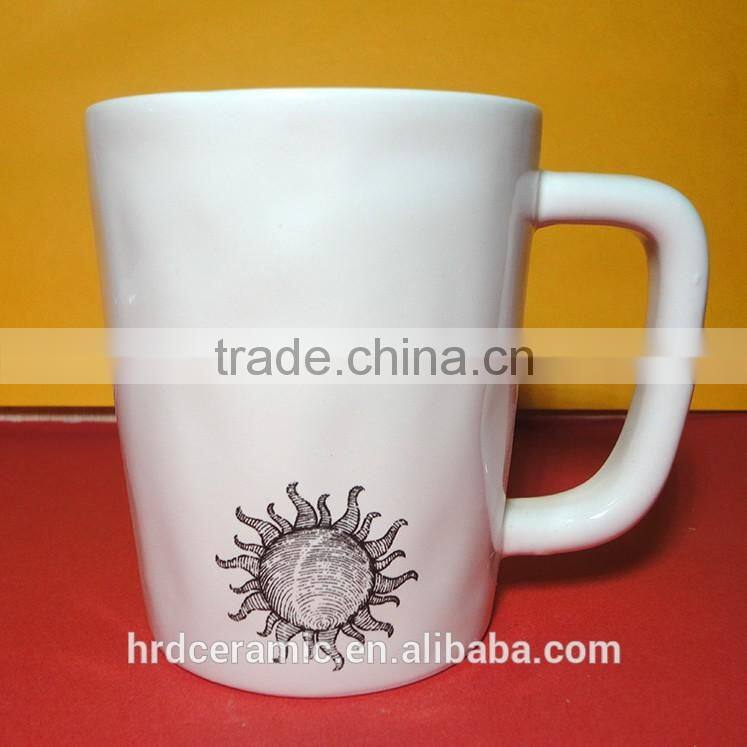 Elegant design durable round 450ml ceramic beautiful coffee cups
