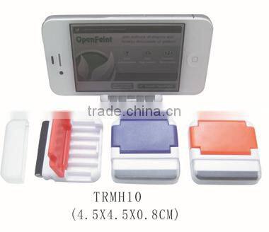 Mini plastic cell phone table holder with screen cleaner