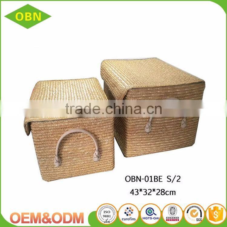 Natural material maize straw laundry baskets for dirty clothes