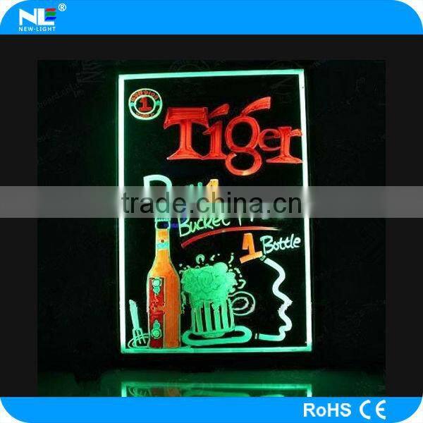 Tempered glass panel LED colorful backlight writing menu board LED writing board