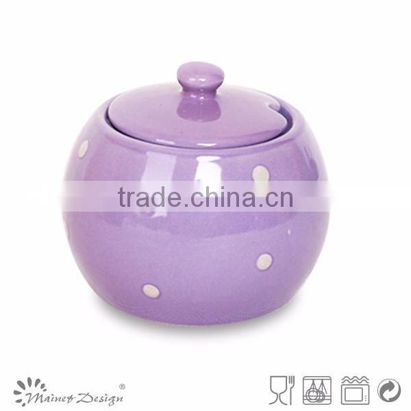 ceramic colorful cute with dot sugar pot