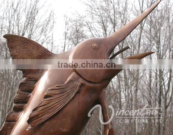 Art Garden Decor Bronze Singal Marlin Fountain for Hot Sale