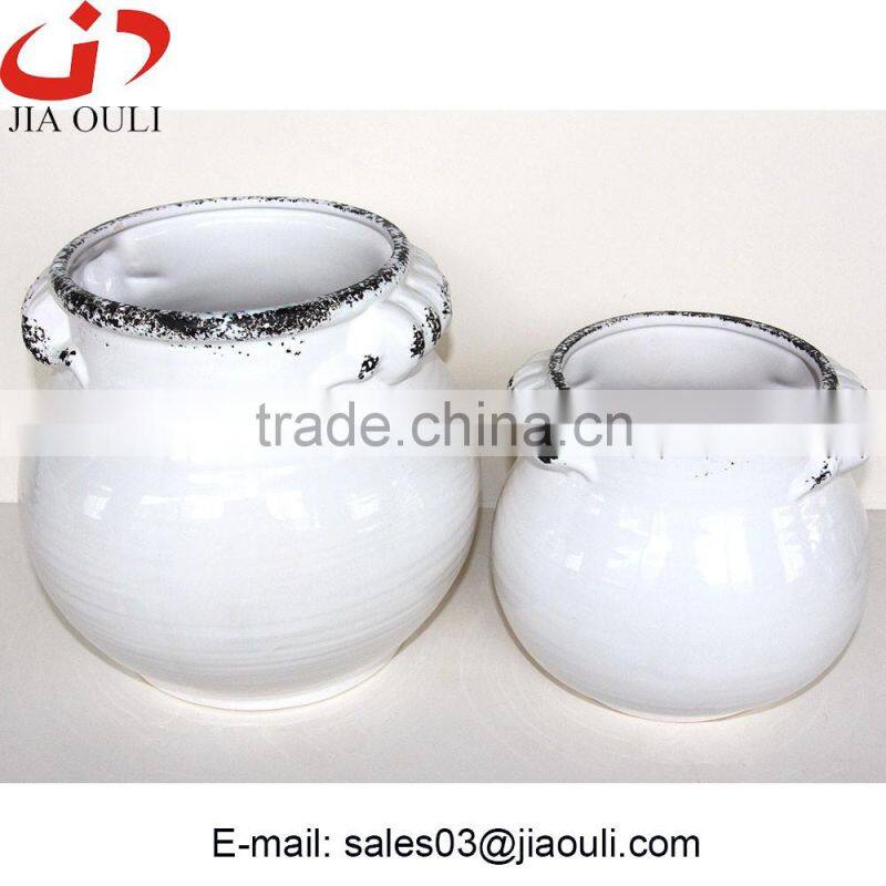 Good sales white antique ceramic flower pot, outdoor flower pots antique planter