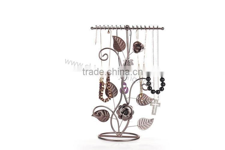 Rose metal jewelry display neck stands 2 layers jewelry stand