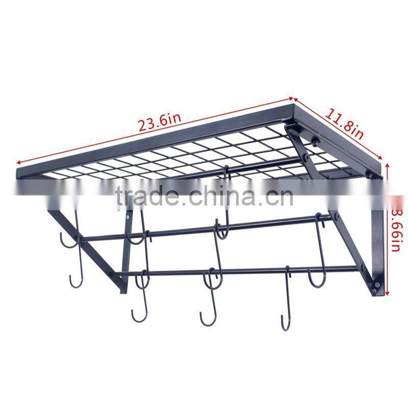 2017 Wholesale hot selling hanging pot rack, metal wall mounted pot lid rack