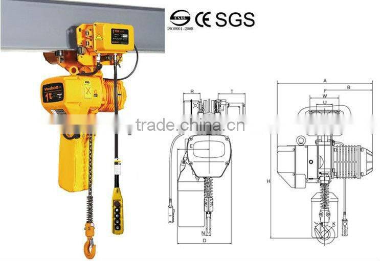 WANBO 1ton to 35ton Trolley Hoist 1t Electric Hoist