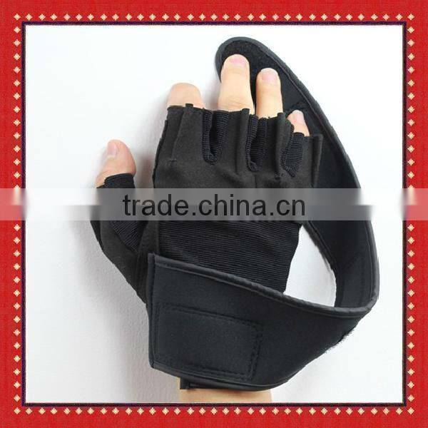 Fingerless suede pig leather fitness gloves