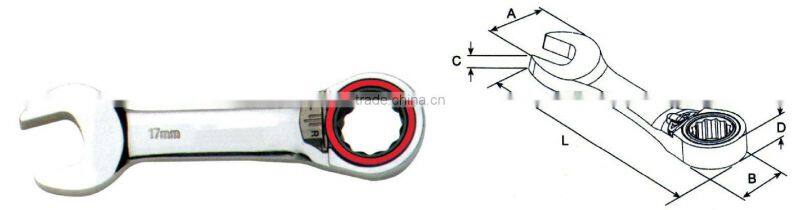 Stubby Reversible 72 Teeth Ratchet Handle Wrench Set