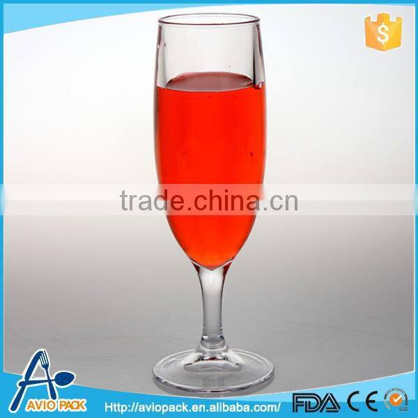 Clear plastic champagne glass goblet for catering, outdoor party