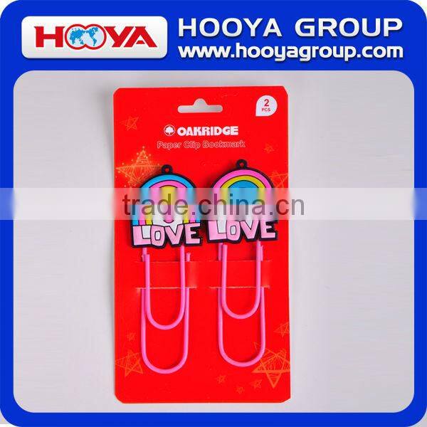 promotional decorative shaped jumbo PVC fancy paper clip bookmarker