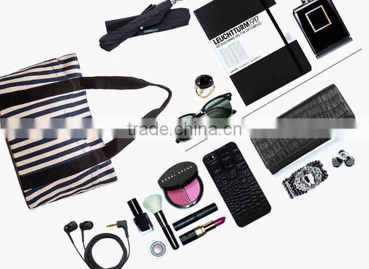 Black and White Stripes Canvas Handbag For Women