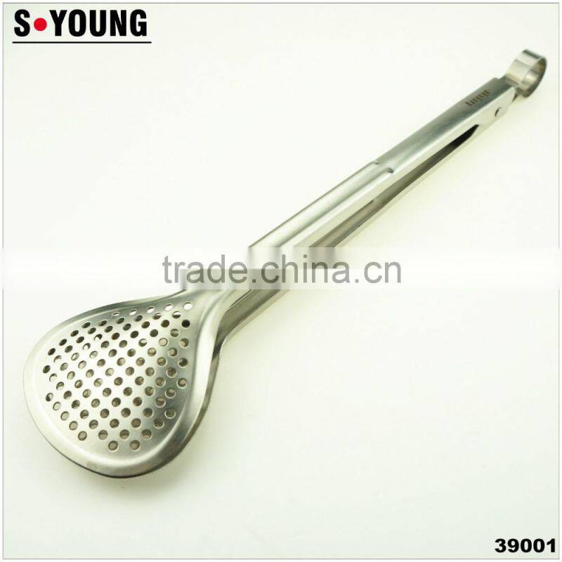 39001 14 Inch High Quality Stainless Steel Kitchen Tongs BBQ Grill Food salad Tongs