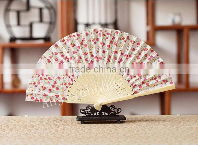 High quality and cheap bamboo fabric hand fans for wedding or festival gift