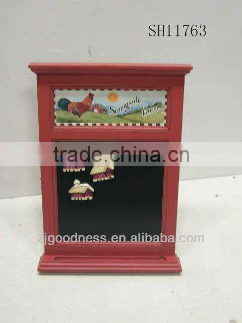 Wood Frame Blackboard Magnet with Rooster Script Design