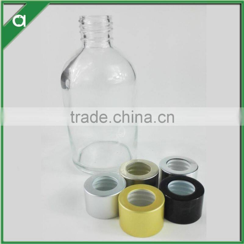 Circular glass bottle for 150ml reed diffuser with aluminium crown cap