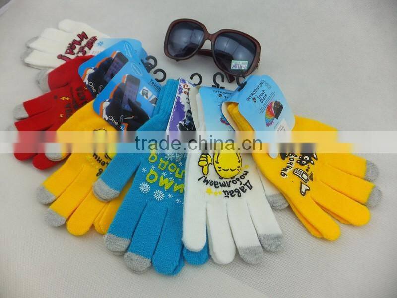 customize any colors printing 3 fingers touch screen gloves