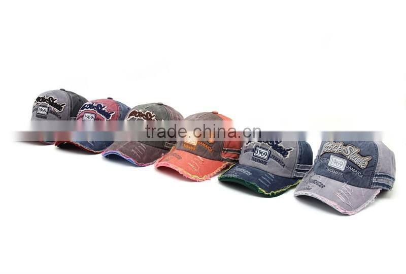 New Style Distressed Washed Denim Sport Cap With Your Own Design