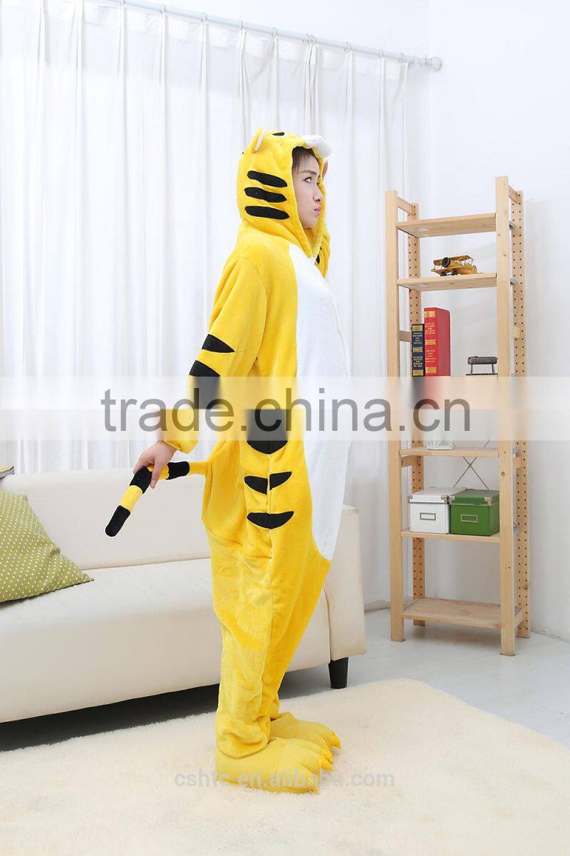 flannel cartoon adult animal jumpsuit animal pajamas jumpsuit tiger design