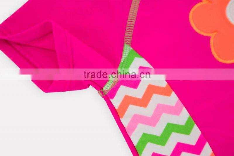 Beautiful Flower Printed Children Swimwear Shoret Sleeve 2pcs/lot Beachwear