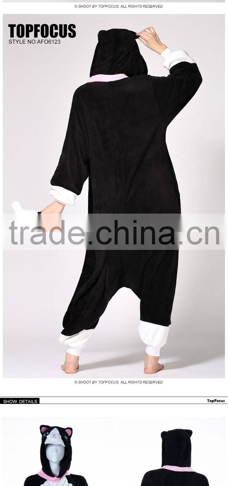 Flannel Fleece Cat Funny Carnival Costume Adult Couple Animal Onesie wholesale