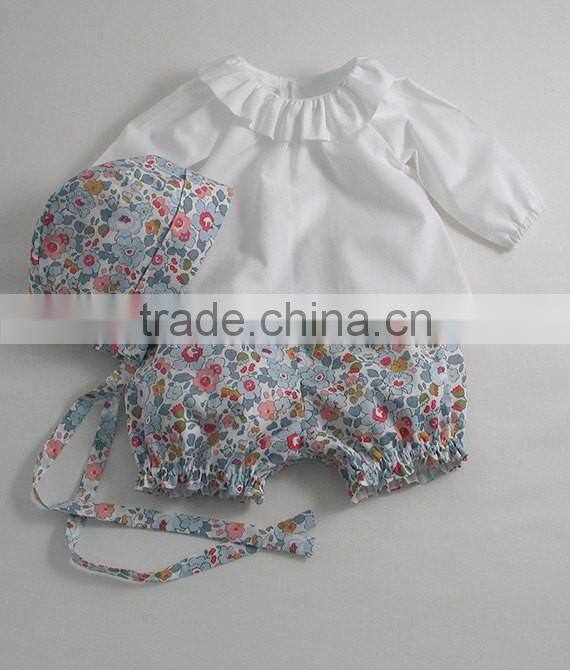 Wholesale Baby Girl Set White top and Printed shorts Import Baby Clothes China