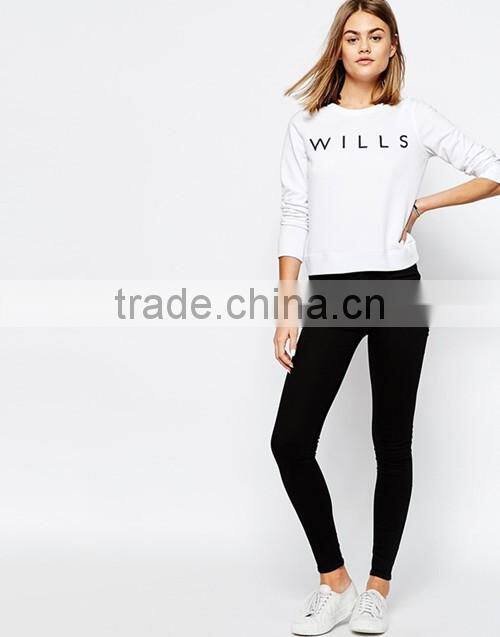 Best selling classic white crewneck print fleece sweatshirt