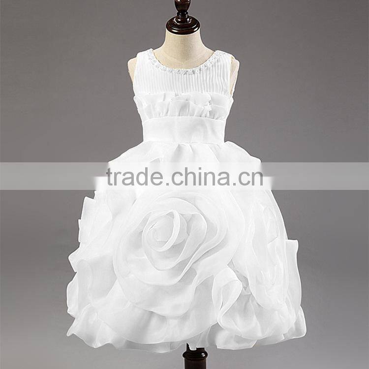 MGOO 2015 New Coming White Infant Dress For Girl Ball Gown Flowers Gorgeous Elegant Kids Dress MGT013-1