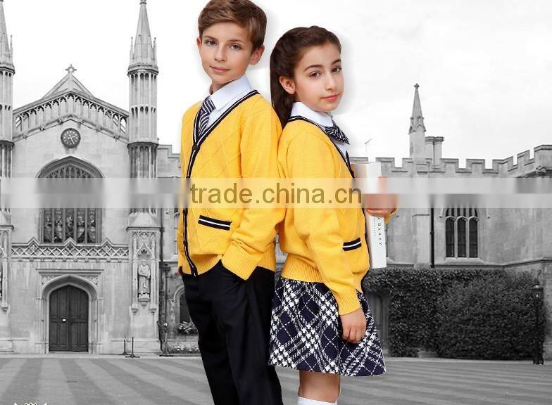 Cheap price pure color knitted school uniform manufacturers