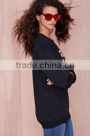 wholesale garments boyfriend terry without hood o-neck comfortable printed plain dyed for women sweatshirt made in china