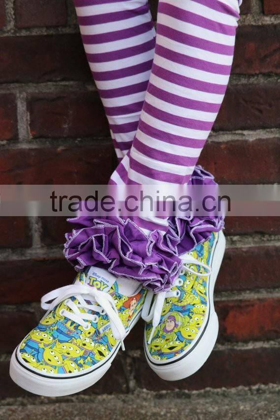 Toddler Girls 95% Cotton 5% Spandex Icing Legging Purple And White Striped Pants