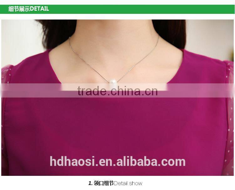 Wholesale Chiffon shirt blouse for Women Korea style plus size loose casual Shirt for fat girls O Neck chiffon blouse shirt