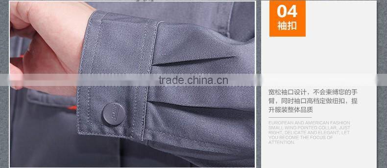 Juqian quality work cloth manufacturer China breathable gray blue unisex workwear uniform industrial uniform