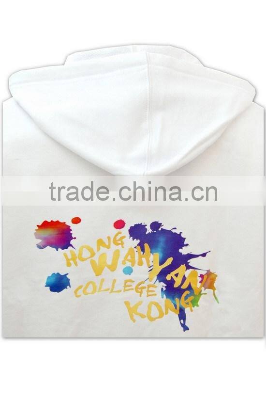 Trade Assurance BSCI customized design 2016 embroidery/screenprint wholesale white hoodie