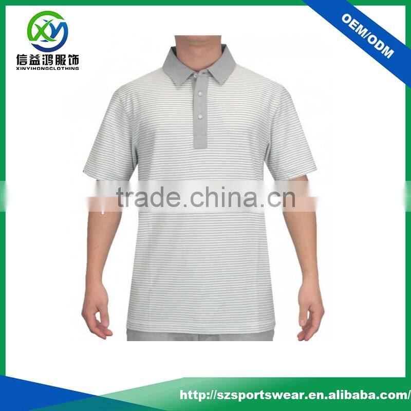 White polo shirt with full sublimation printing grey color stripes design